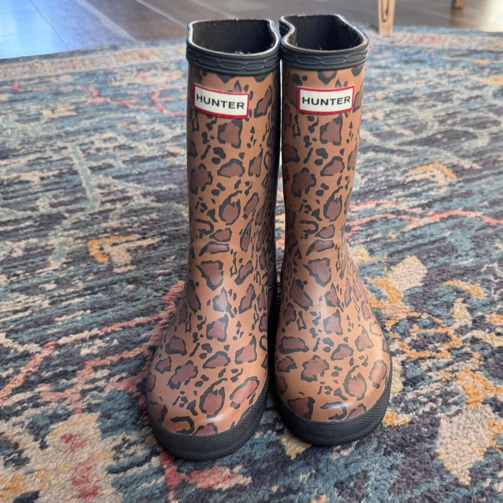 Hunter Girls Rainboots in Leopard Print Size US 13/UK 12/EU 31 VGUC